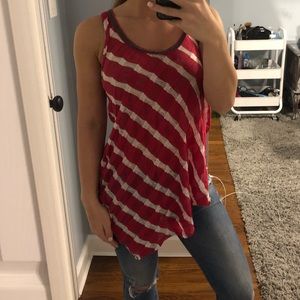 Free People Red & White Stripe Asymmetrical Tank